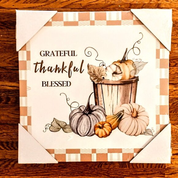 Autumn Farm Canvas Wall Art 12x12" Prints, Set 4, Fall Neutral Cottage-Core NEW! - Picture 4 of 11